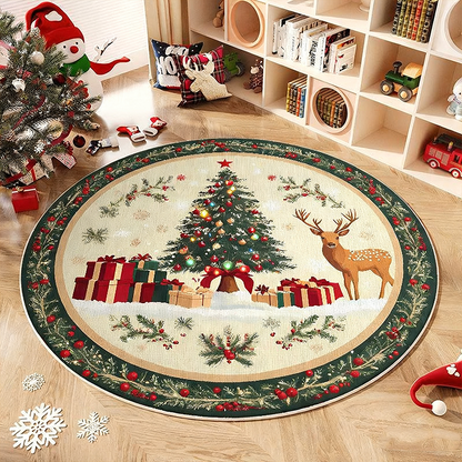 Non-Slip Round Christmas Tree Rug