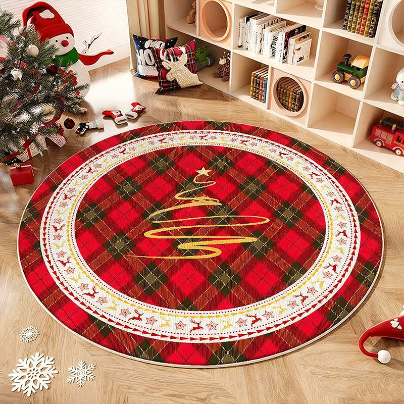 Non-Slip Round Christmas Tree Rug