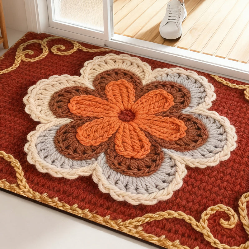 3D Floral Yarn Style Absorbent Non-Slip Floor Mat