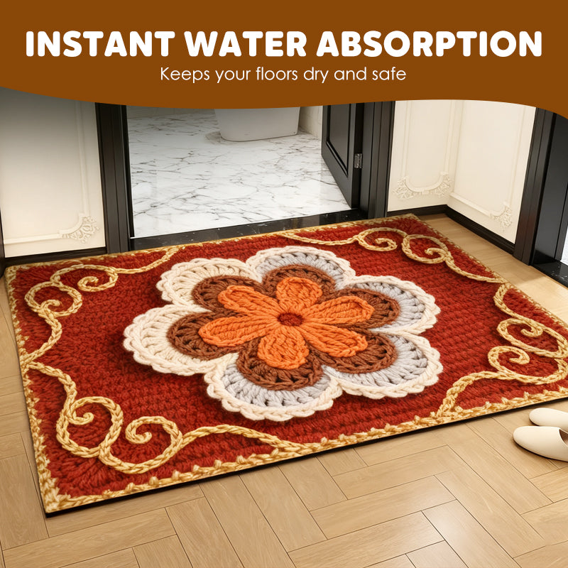 3D Floral Yarn Style Absorbent Non-Slip Floor Mat