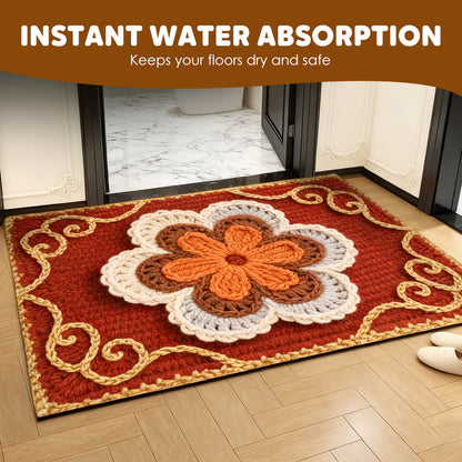 3D Floral Yarn Style Absorbent Non-Slip Floor Mat