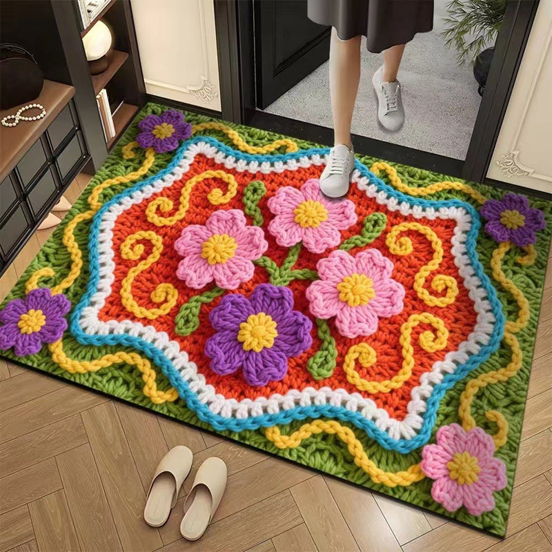 3D Floral Yarn Style Absorbent Non-Slip Floor Mat