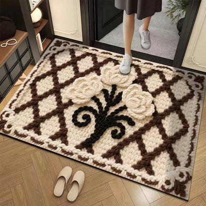 3D Floral Yarn Style Absorbent Non-Slip Floor Mat