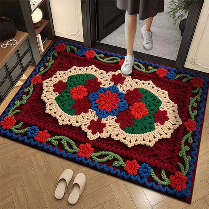 3D Floral Yarn Style Absorbent Non-Slip Floor Mat