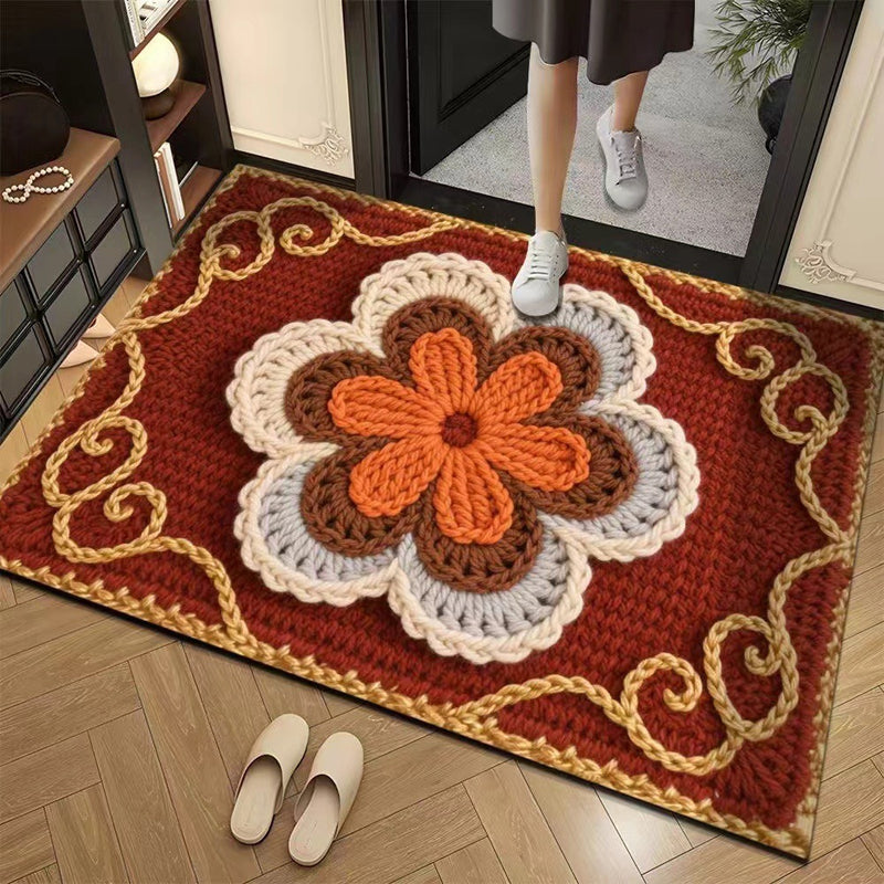 3D Floral Yarn Style Absorbent Non-Slip Floor Mat