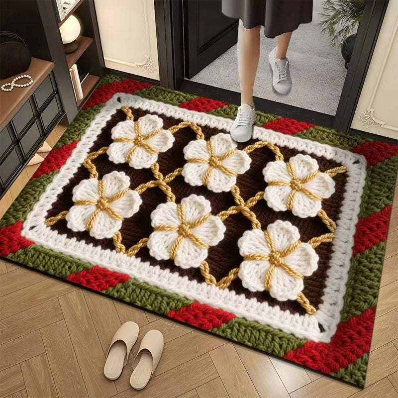 3D Floral Yarn Style Absorbent Non-Slip Floor Mat
