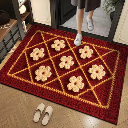 3D Floral Yarn Style Absorbent Non-Slip Floor Mat