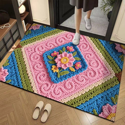 3D Floral Yarn Style Absorbent Non-Slip Floor Mat