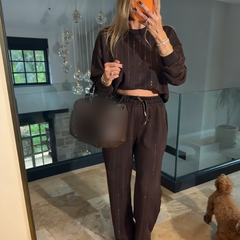 Women’s Casual Vertical Stripe Top & Pants 2-Piece Set