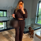 Women’s Casual Vertical Stripe Top & Pants 2-Piece Set