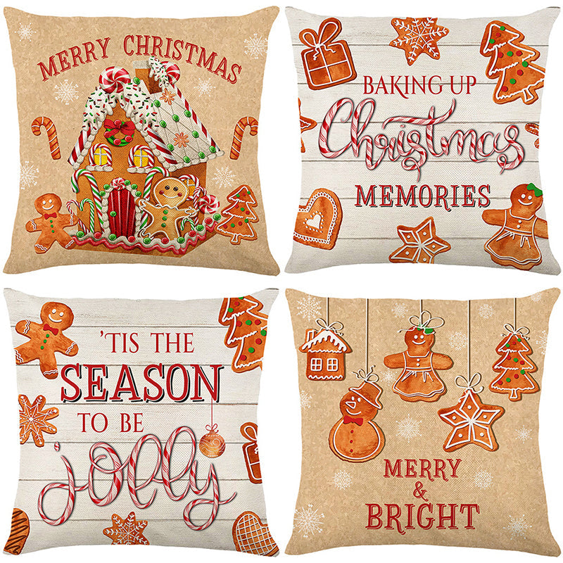 Cute Christmas Print Pillow Cover