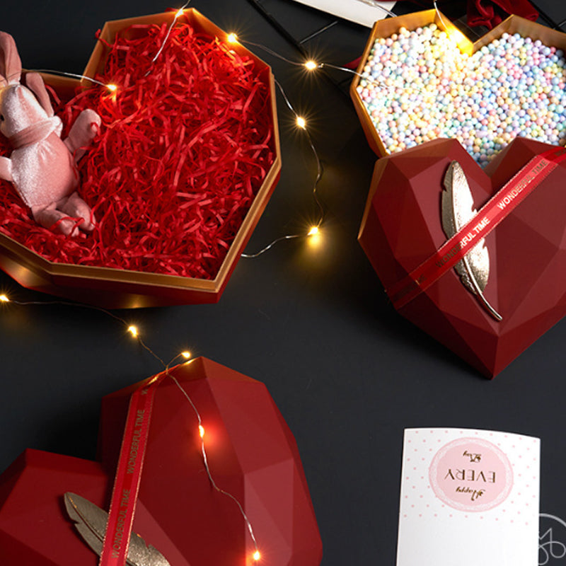 Geometric Heart-Shaped Gift Box with Ribbon