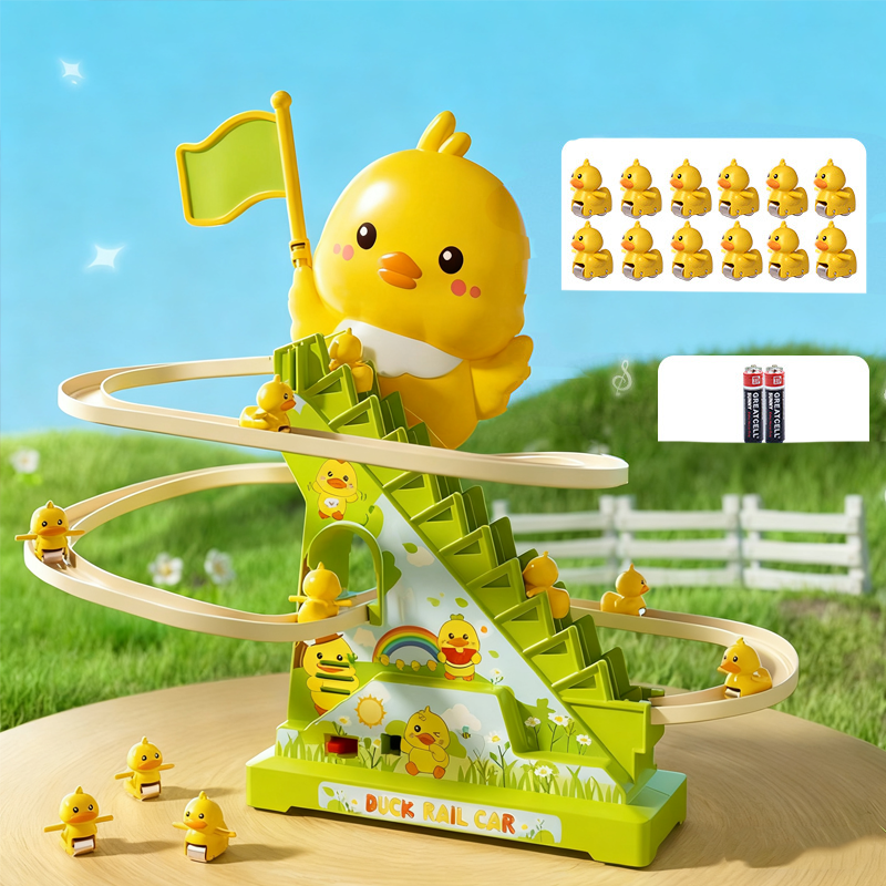 Electric Duck Climbing Stairs Track Toy