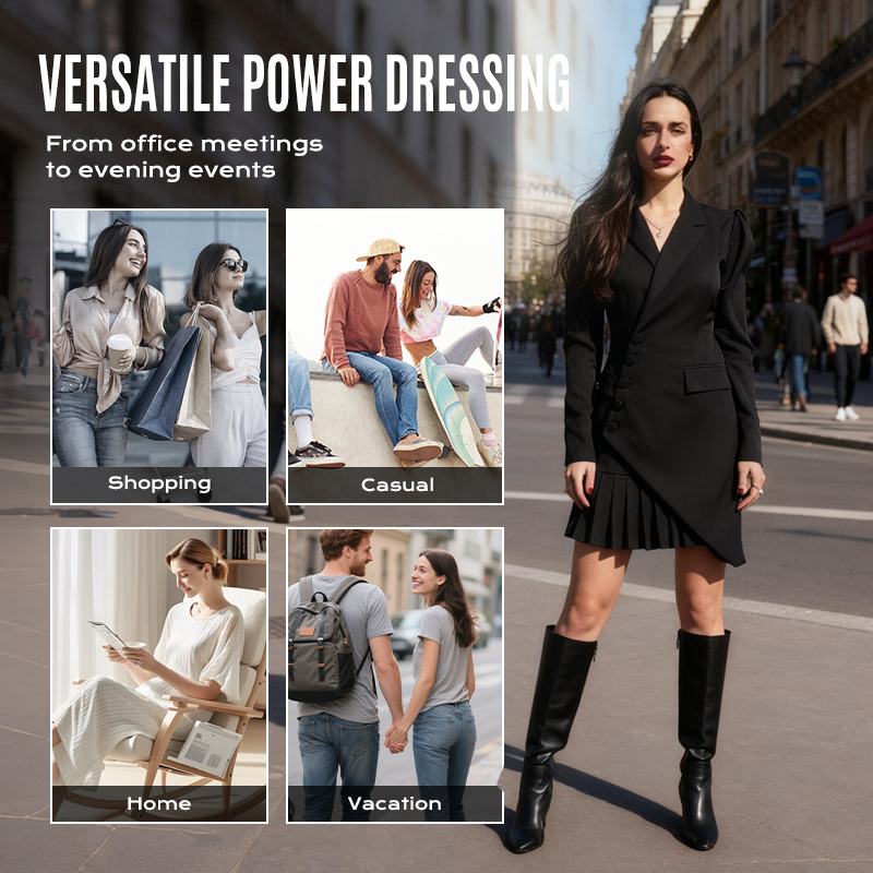 🔥 Limited Time Offer - 50% Off✨ Button-Front Pleated Mini Blazer Dress – Sharp Tailoring & Playful Pleats, Perfect for Office & Dates!