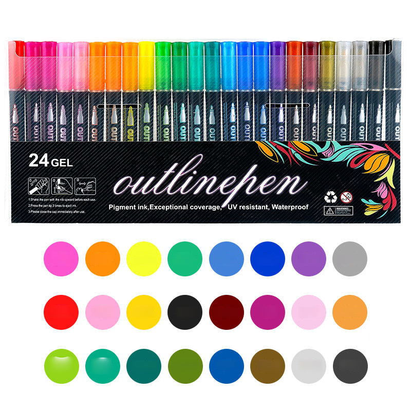 🎅Christmas Special Deals⚡50K+ SOLD!🎁🎨Double Outline Glitter Coloring Pen Set🌟