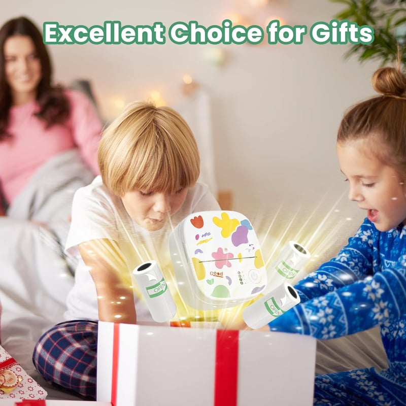 Top Christmas gift 2026 🎅 XenGro mini portable sticker printer, mini thermal printer with 3 paper rolls, Bluetooth inkless print pods, pocket label printer, suitable for creative children