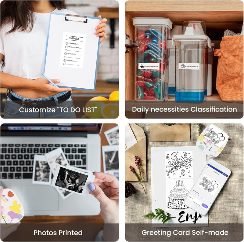 Top Christmas gift 2026 🎅 XenGro mini portable sticker printer, mini thermal printer with 3 paper rolls, Bluetooth inkless print pods, pocket label printer, suitable for creative children