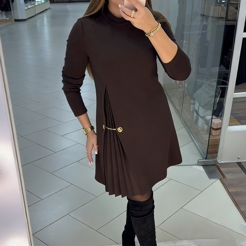✨Flash Sale✨|🔥Elegant Long Sleeve Pleated Panel Dress🔥