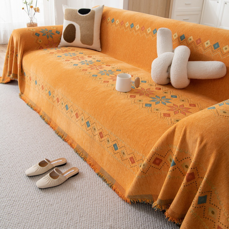 Reversible Bohemian Sofa Cover with Tassels