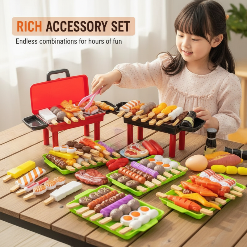 Kids Realistic BBQ Grill Playset with Food