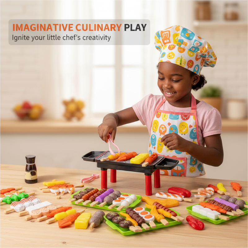 Kids Realistic BBQ Grill Playset with Food