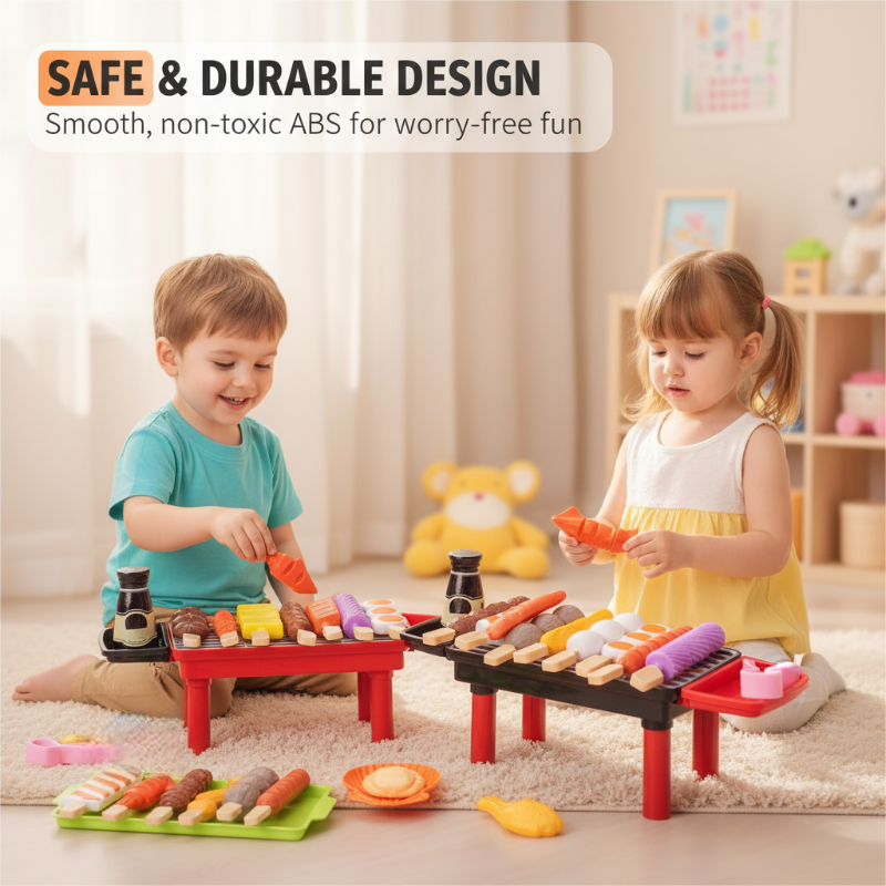 Kids Realistic BBQ Grill Playset with Food