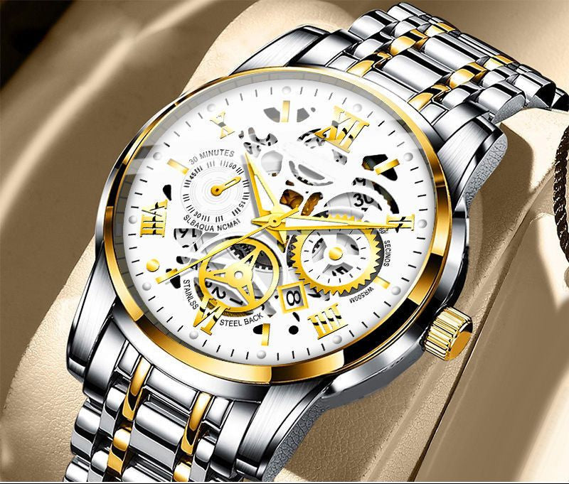 Men's Waterproof Roman Skeleton Automatic Mechanical Watch