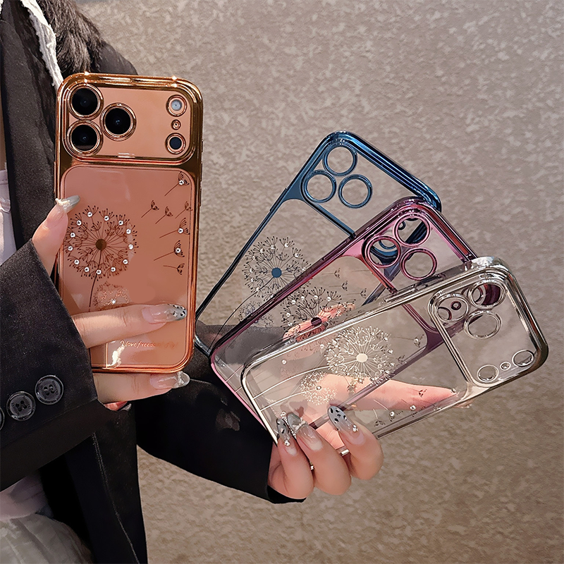 Transparent Dandelion Rhinestone Phone Case
