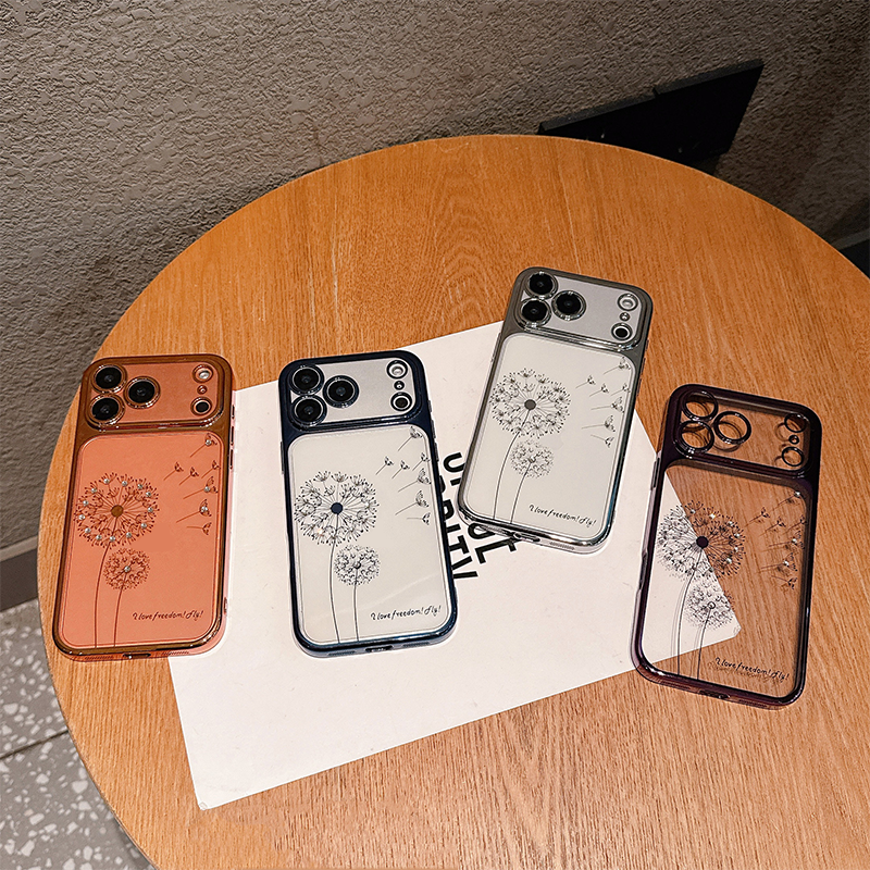 Transparent Dandelion Rhinestone Phone Case