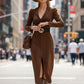 Women's Long Sleeve V-Neck Bodycon Dress