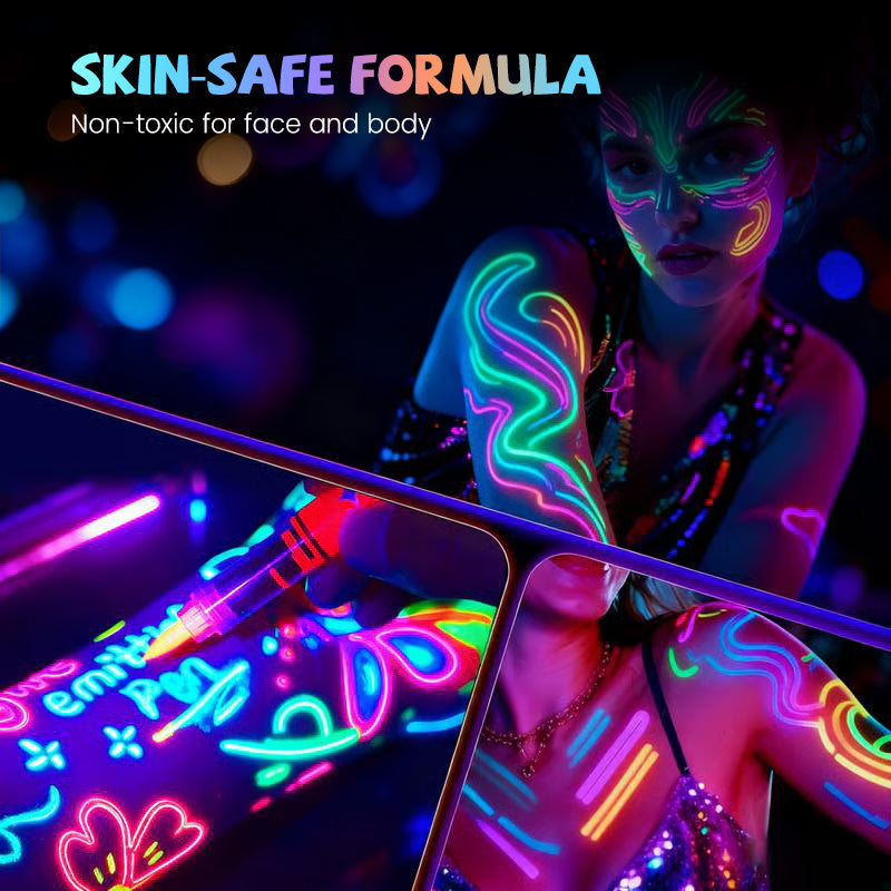 12-Color UV Reactive Face Paint Pen Set