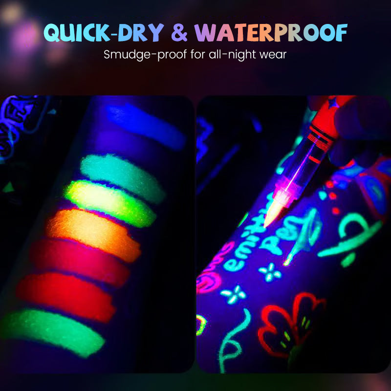 12-Color UV Reactive Face Paint Pen Set