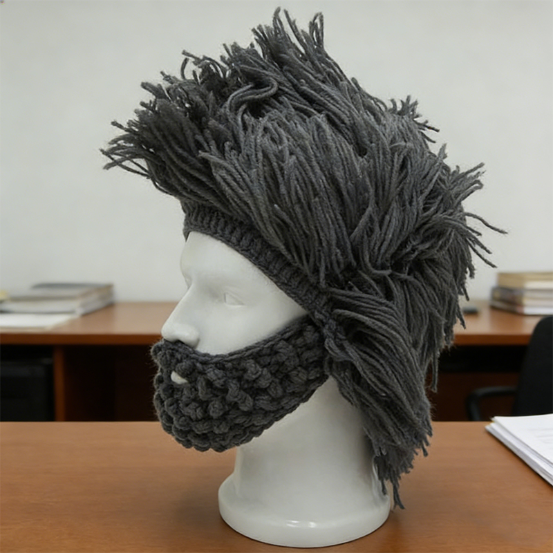 Novelty Knit Wig & Beard Beanie