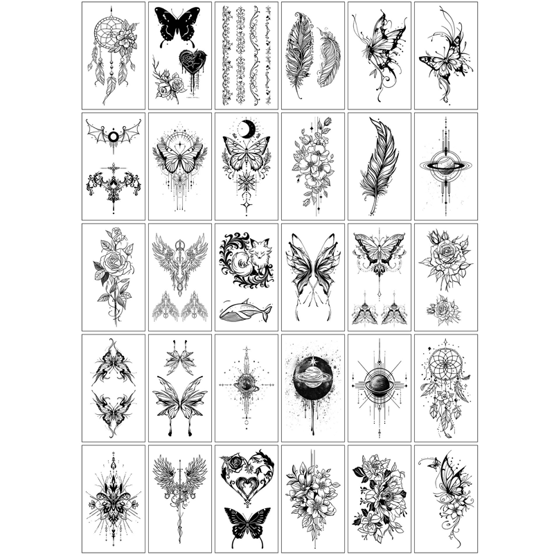 30 Sheets Waterproof Temporary Tattoos Stickers