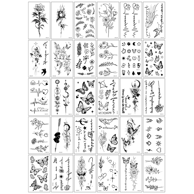30 Sheets Waterproof Temporary Tattoos Stickers