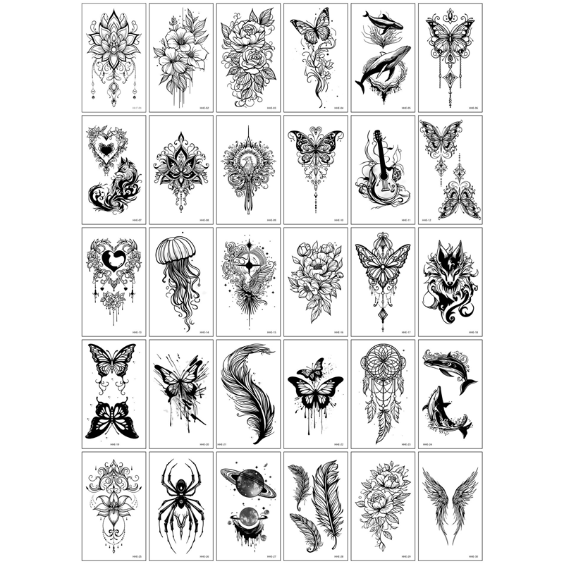 30 Sheets Waterproof Temporary Tattoos Stickers