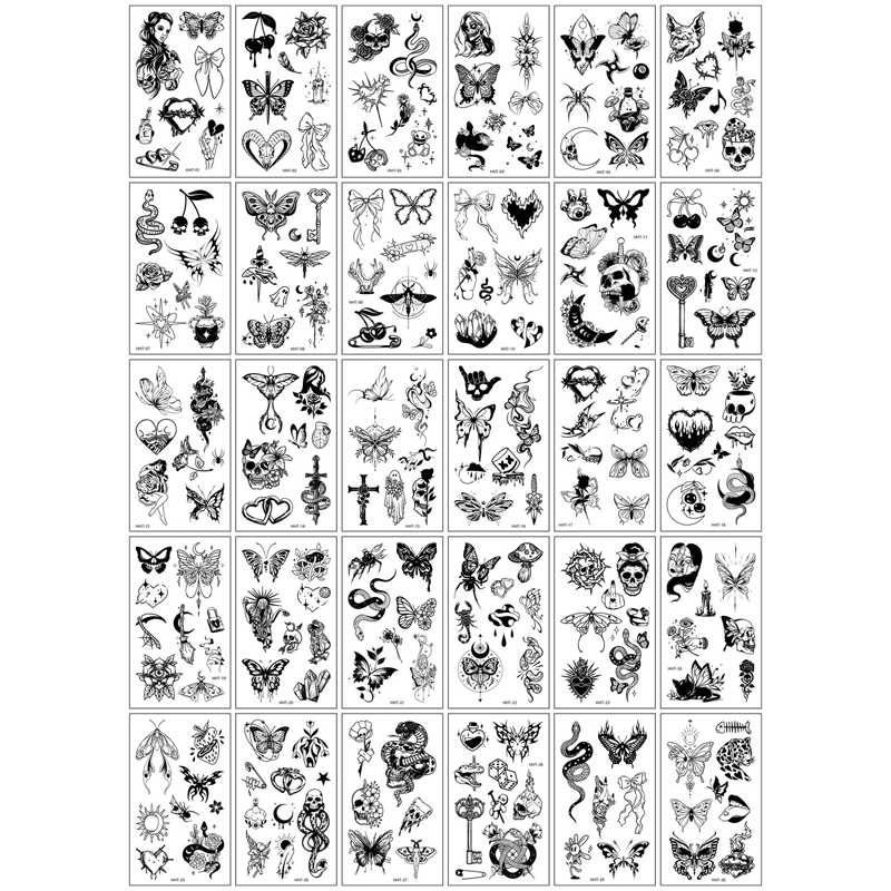 30 Sheets Waterproof Temporary Tattoos Stickers