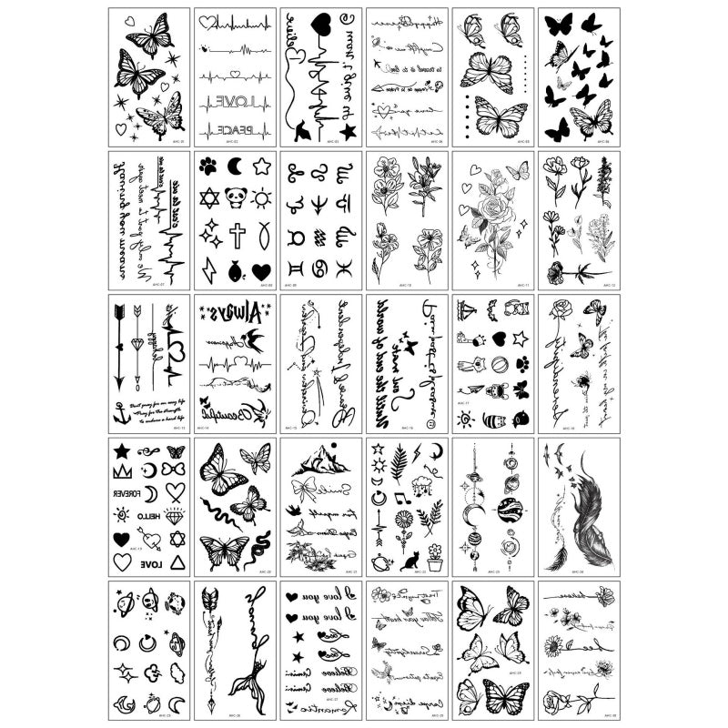 30 Sheets Waterproof Temporary Tattoos Stickers