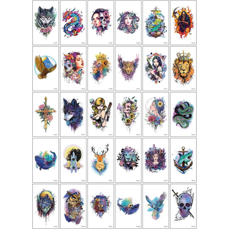 30 Sheets Waterproof Temporary Tattoos Stickers