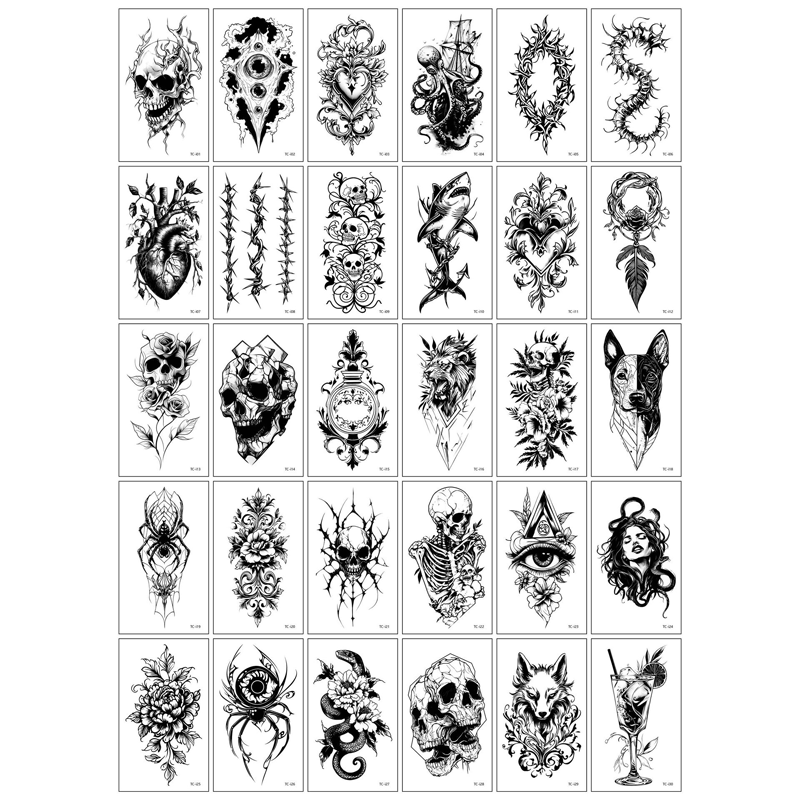 30 Sheets Waterproof Temporary Tattoos Stickers
