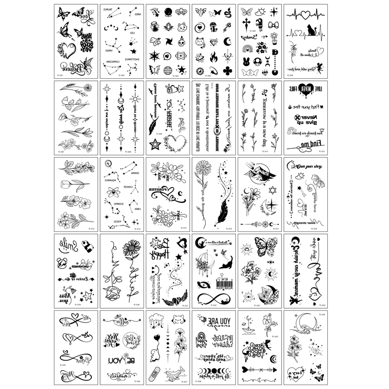 30 Sheets Waterproof Temporary Tattoos Stickers