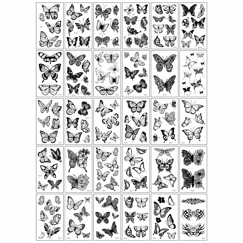 30 Sheets Waterproof Temporary Tattoos Stickers