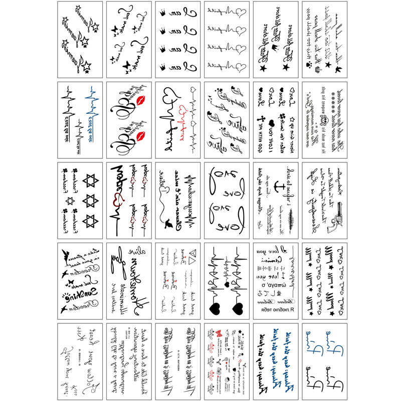 30 Sheets Waterproof Temporary Tattoos Stickers