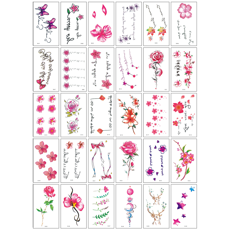 30 Sheets Waterproof Temporary Tattoos Stickers