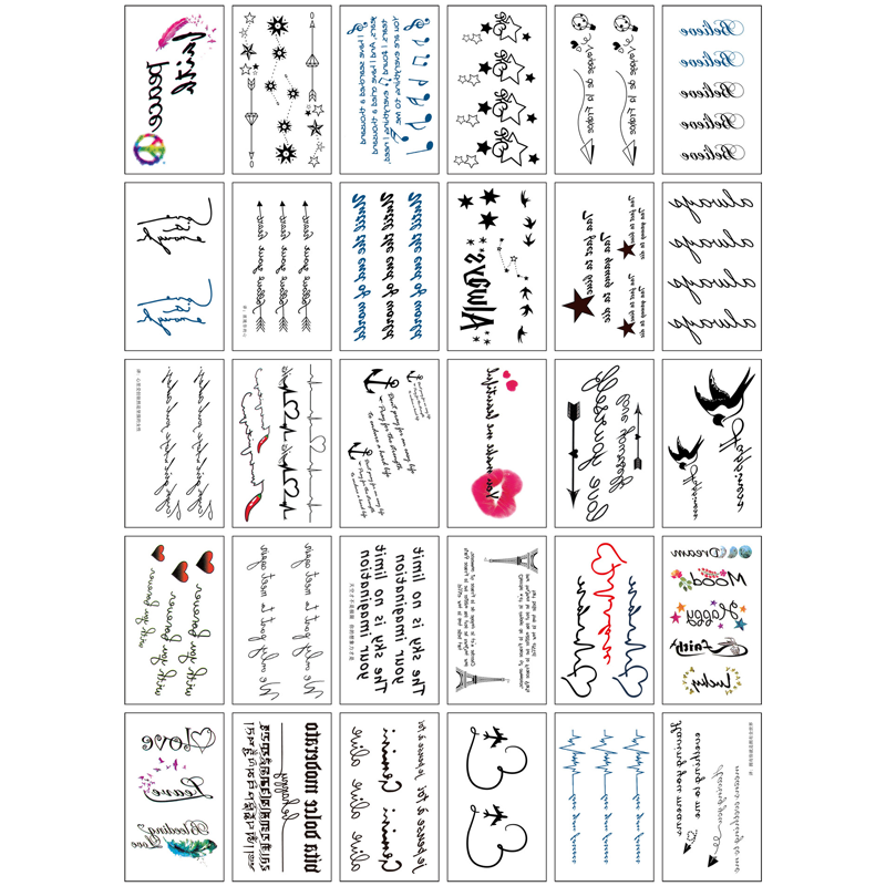 30 Sheets Waterproof Temporary Tattoos Stickers