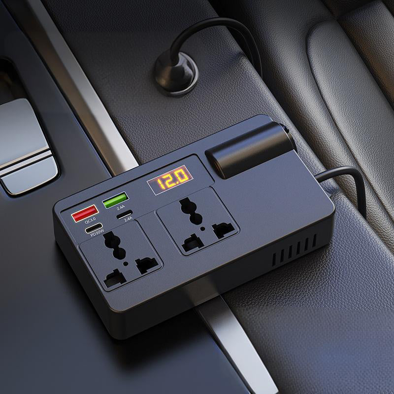 🔋 50% OFF! ⚡ Portable Car Inverter 12V/24V to 220V – Digital Display, Highly Efficient & Universal Compatibility 🚗