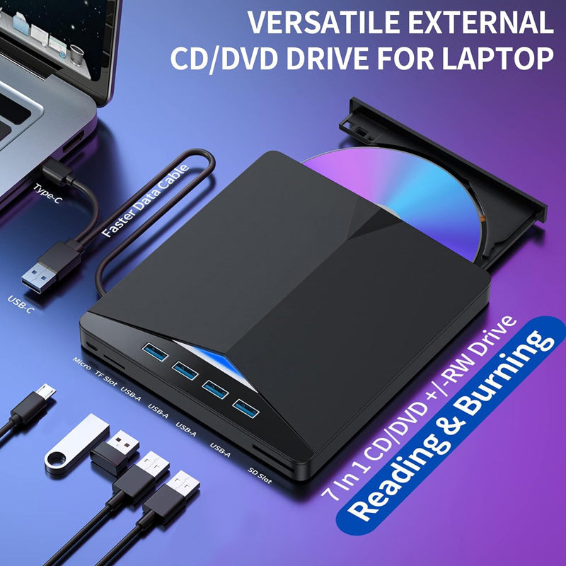 💿No Disc Drive on Your Laptop? Now You Do! External CD/DVD Burner 50% OFF📀