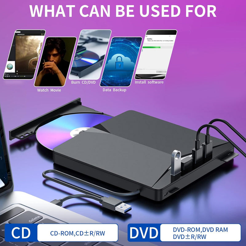 💿No Disc Drive on Your Laptop? Now You Do! External CD/DVD Burner 50% OFF📀
