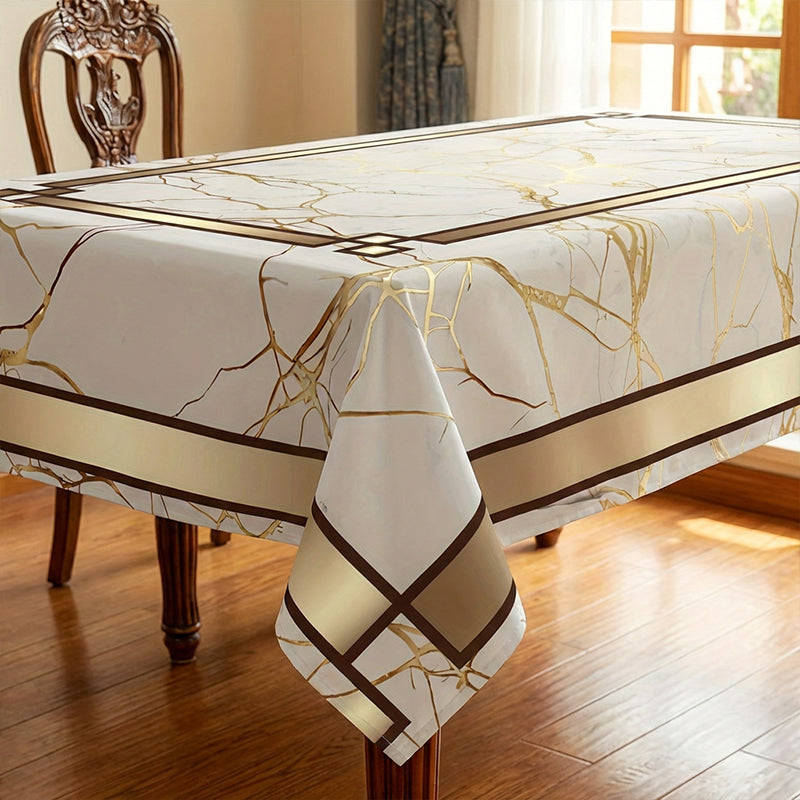⏰Waterproof Marble-Print Tablecloth