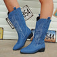 Wide Calf Cowgirl Boots With Classic Embroidered